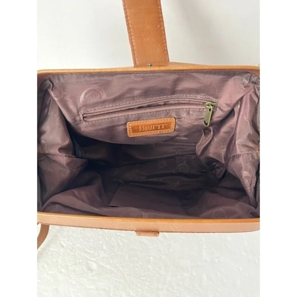 Born Concept Shoulder Bag Purse Brown Faux Leather Small Tote
